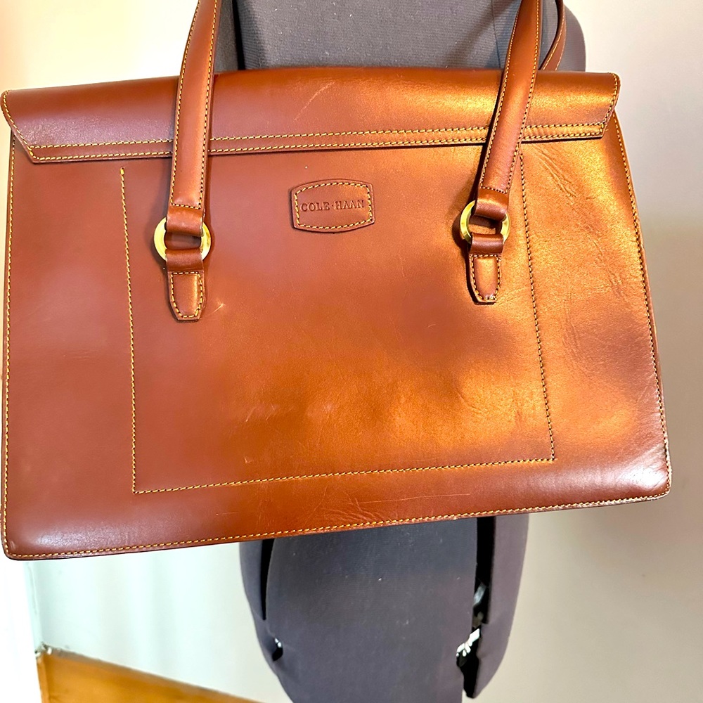 Cole Haan brown leather briefcase